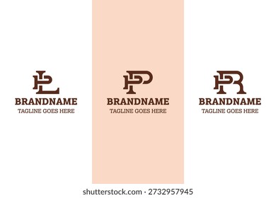 Buchstaben PF PH PI Monogramm Logo Set, für FP HP IP Initialen