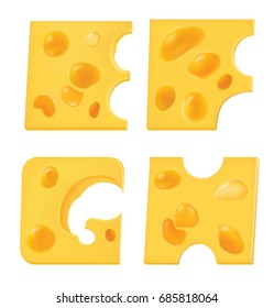 Letters from pieces of cheese. E, F, G, H. Vector illustration