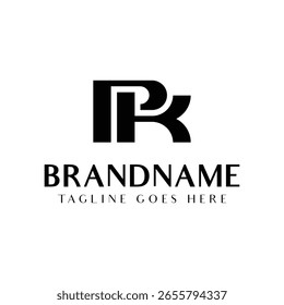 Letras PK Monogram Logo, adecuado para cualquier marca con iniciales PK o KP