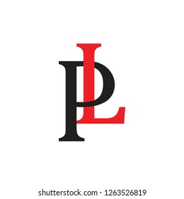 letters pl colorful design logo vector