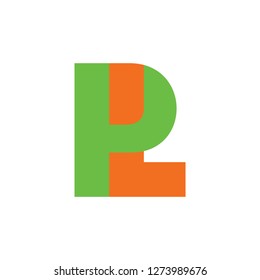 letters pl colorful design logo vector