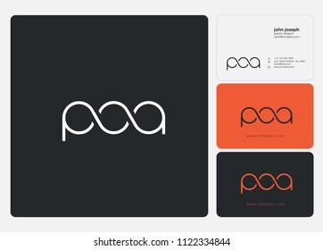 Letters POA logo icon with business card vector template.