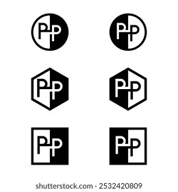 Letters PP Positive and Negative Logo Set, suitable for any business