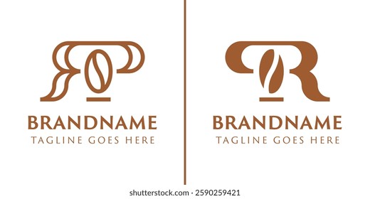 Letters PR or RP Coffee Bean Logo, for coffee shops, roasters, or brands in the beverage