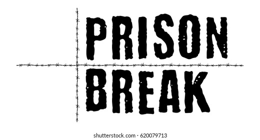 letters prison break. tattoo vector. logo. barbed wire black