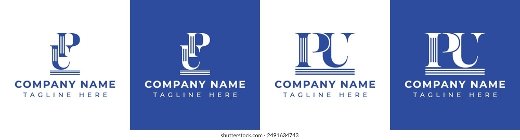 Letters PU and UP Pillar Logo Set, suitable for business with PU and UP related to Pillar
