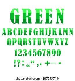 Letters punctuation marks set, great design for any purposes.Green letters and symbols set. Stock image.