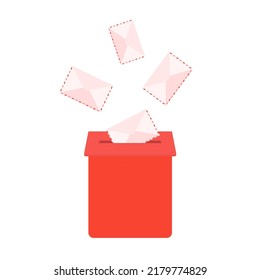 Letters put down into a letterbox. Communication and mail service concept. Vector illustration.