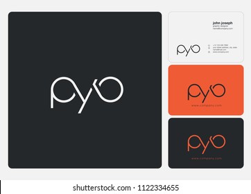 Letters PYO logo icon with business card vector template.