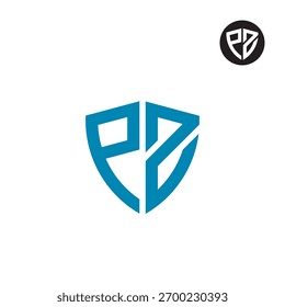 Letras PZ Diseño de escudo de logotipo