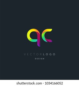 Letters Q & C logo, multi colour letters icon vector template.

