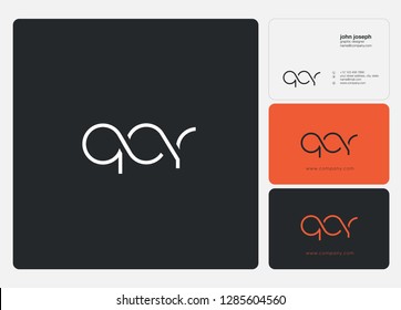 Letters Q C R joint logo icon with business card vector template.
