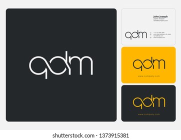Letters Q D M Joint logo icon with business card vector template.
