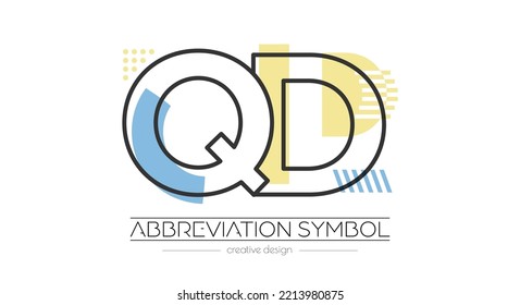 Letters Q and D. Merging of two letters. Initials logo or abbreviation symbol. Vector illustration for creative design and creative ideas. Flat style.