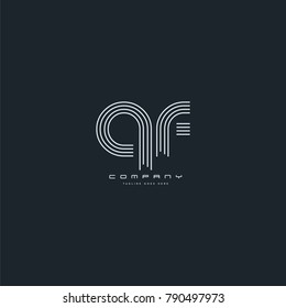 Letters Q F joint logo icon. Stroke letter vector element.
