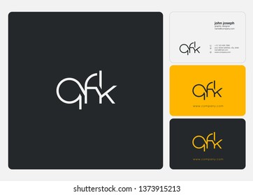 Letters Q F K Joint logo icon with business card vector template.
