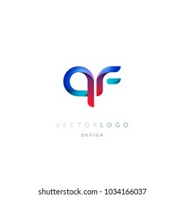 Letters Q & F logo, multi colour letters icon vector template.

