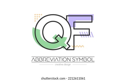 Letters Q and F. Merging of two letters. Initials logo or abbreviation symbol. Vector illustration for creative design and creative ideas. Flat style.