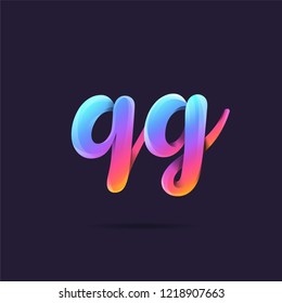Letters Q & G 3D logo, multi colour gradient letters icon vector template.
