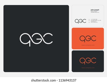 Letters Q G C logo icon with business card vector template.
