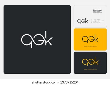 Letters Q G K Joint logo icon with business card vector template.
