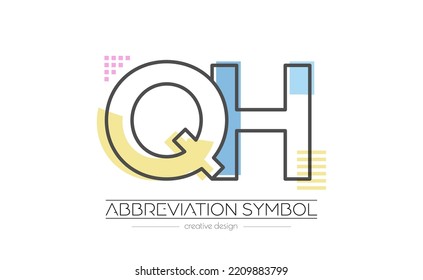 Cartas Q y H. Fusión de dos letras. Símbolo inicial de logotipo o abreviatura. Ilustración vectorial para diseño creativo e ideas creativas. Estilo plano.
