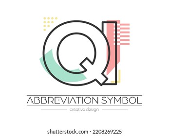 Letters Q and I. Merging of two letters. Initials logo or abbreviation symbol. Vector illustration for creative design and creative ideas. Flat style.