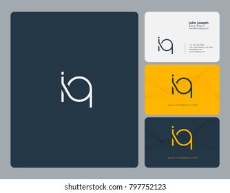 Letters I Q, I&Q joint logo icon with business card vector template.