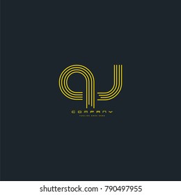 Letters Q J joint logo icon. Stroke letter vector element.
