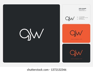 Letters Q J W joint logo icon with business card vector template.