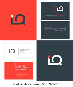 Letters I Q, I & Q joint logo icon with business card vector template.