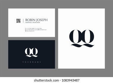 Letters Q & Q joint logo icon with business card vector template.