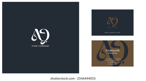 Letters A Q  Joint logo icon with business card vector template.