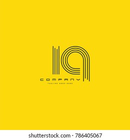 Letters I & Q joint logo icon. Stroke letter vector element.