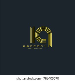 Letters I & Q joint logo icon. Stroke letter vector element.