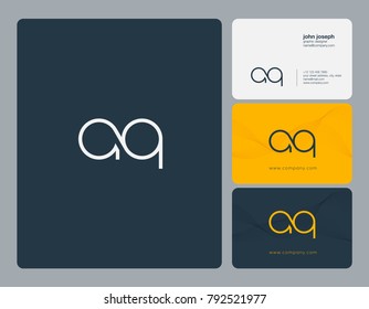 Letters A Q joint logo icon with business card vector template.
