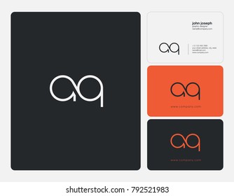 Letters A Q joint logo icon with business card vector template.
