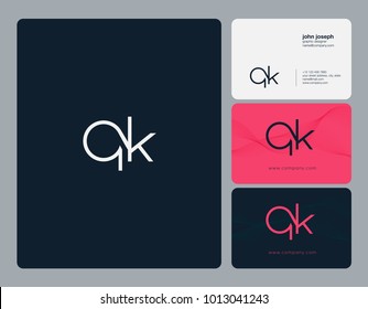 Letters Q K, Q & K joint logo icon with business card vector template.