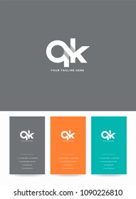 Letters Q & K joint logo icon with business card vector template.