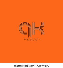 Letters Q K joint logo icon. Stroke letter vector element.
