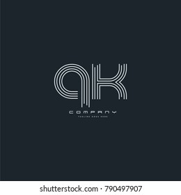 Letters Q K joint logo icon. Stroke letter vector element.
