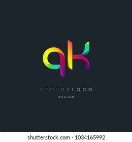 Letters Q & K logo, multi colour letters icon vector template.

