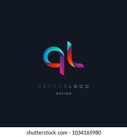 Letters Q & L logo, multi colour letters icon vector template.


