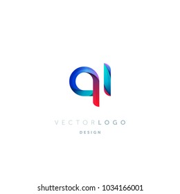 Letters Q & I logo, multi colour letters icon vector template.

