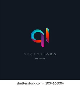 Letters Q & I logo, multi colour letters icon vector template.

