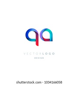 Letters Q & A logo, multi colour letters icon vector template.

