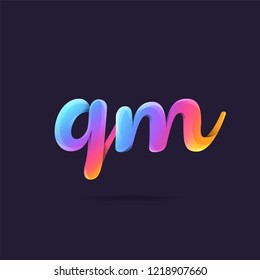 Letters Q & M 3D logo, multi colour gradient letters icon vector template.
