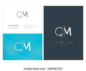 Letters Q M, Q & M joint logo icon with business card vector template.