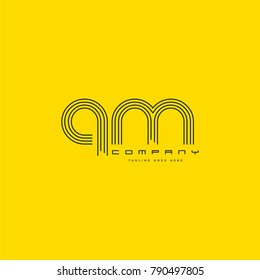 Letters Q M joint logo icon. Stroke letter vector element.
