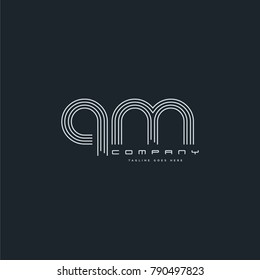 Letters Q M joint logo icon. Stroke letter vector element.
